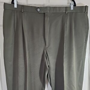 Palm Beach Reflex Classic Olive Men's Dress Pants 44R Pleated Cuffed
